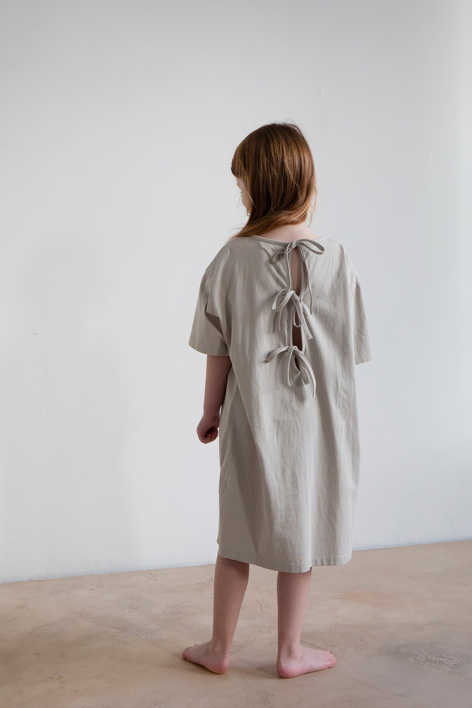 Noun Tee Dress With Ribbons - Light Grey
