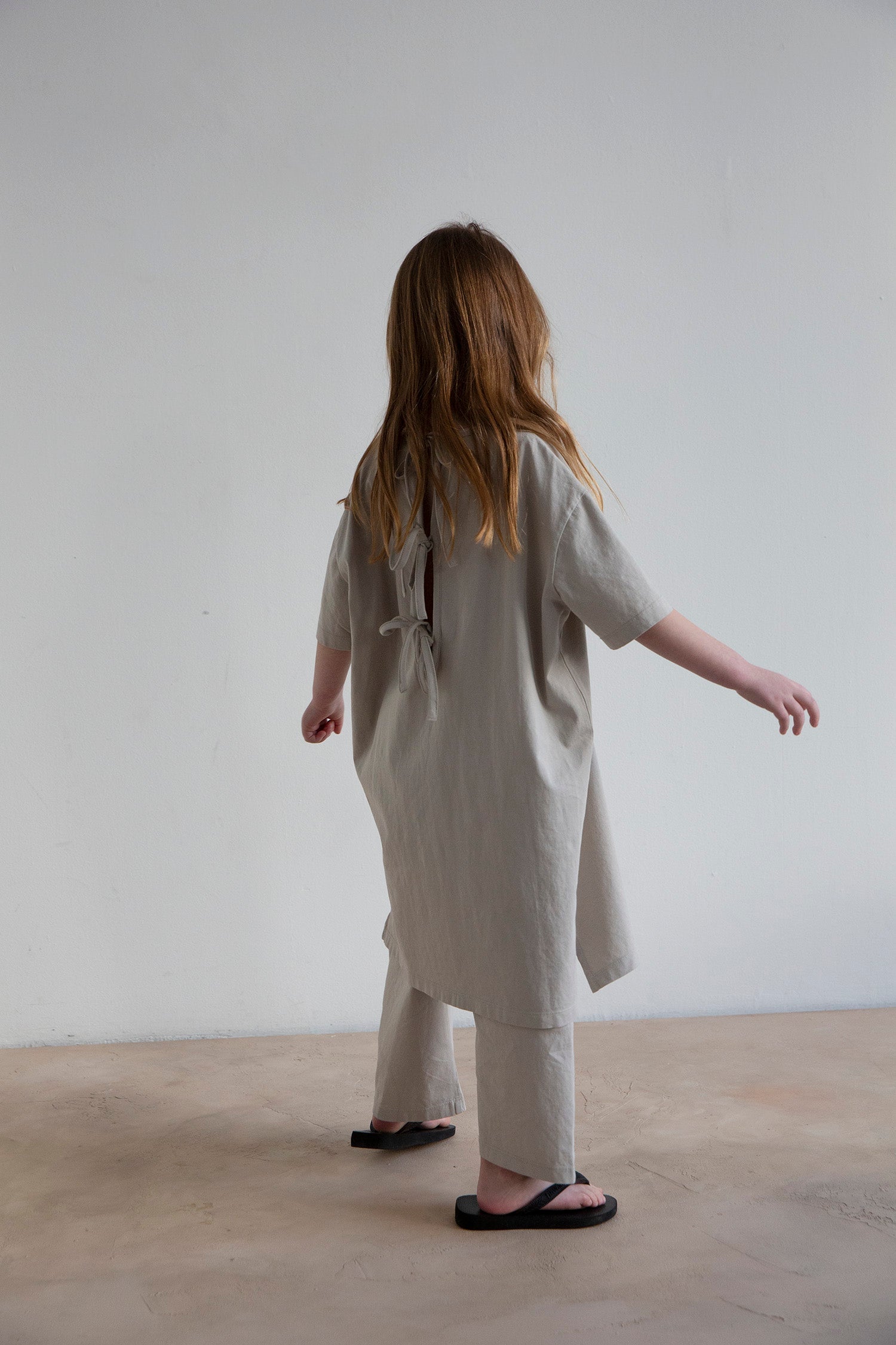 Noun Tee Dress With Ribbons - Light Grey