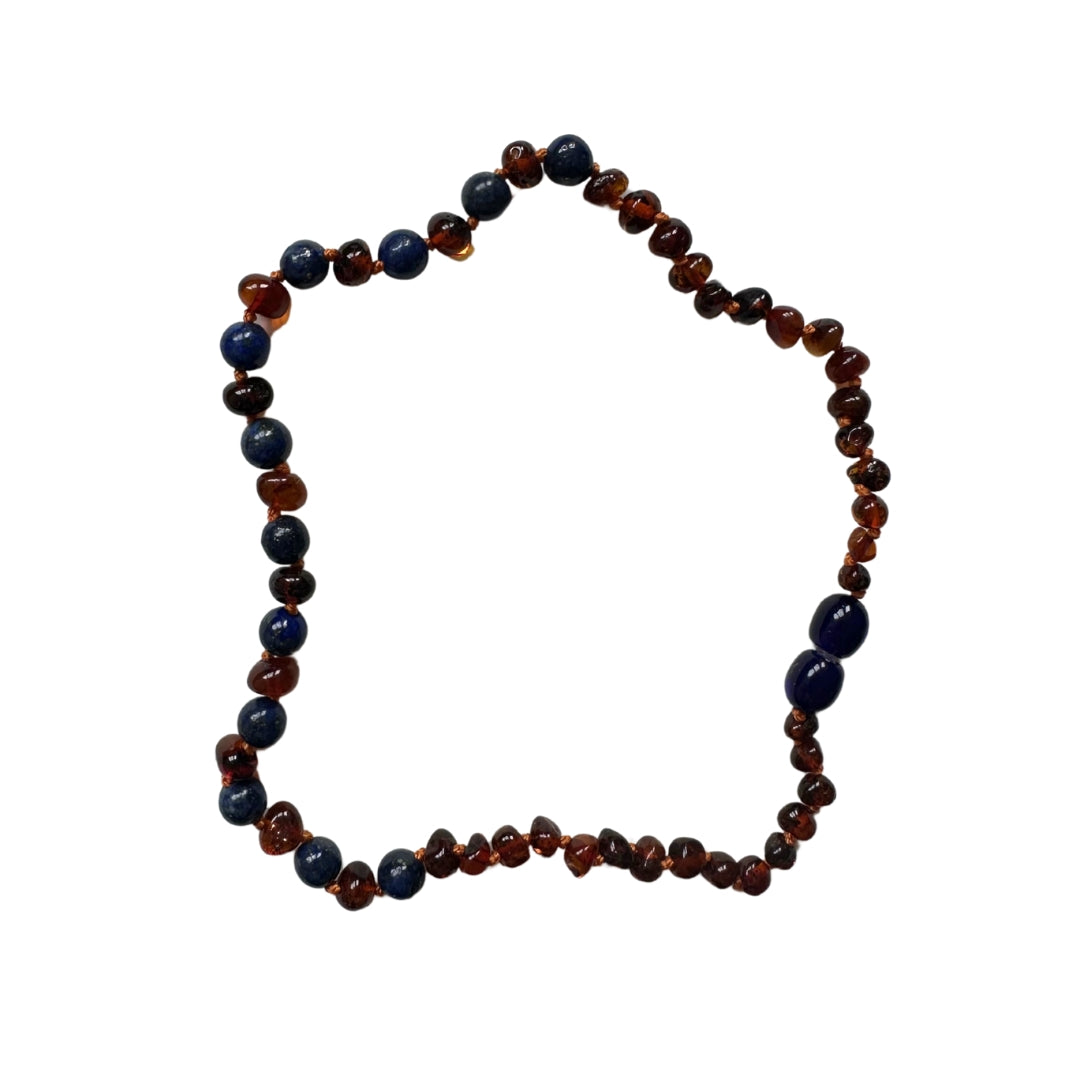 Amber Necklace Lapis Lazuli Blue