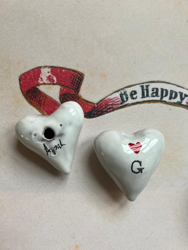 Porcelain alphabet heart with initial