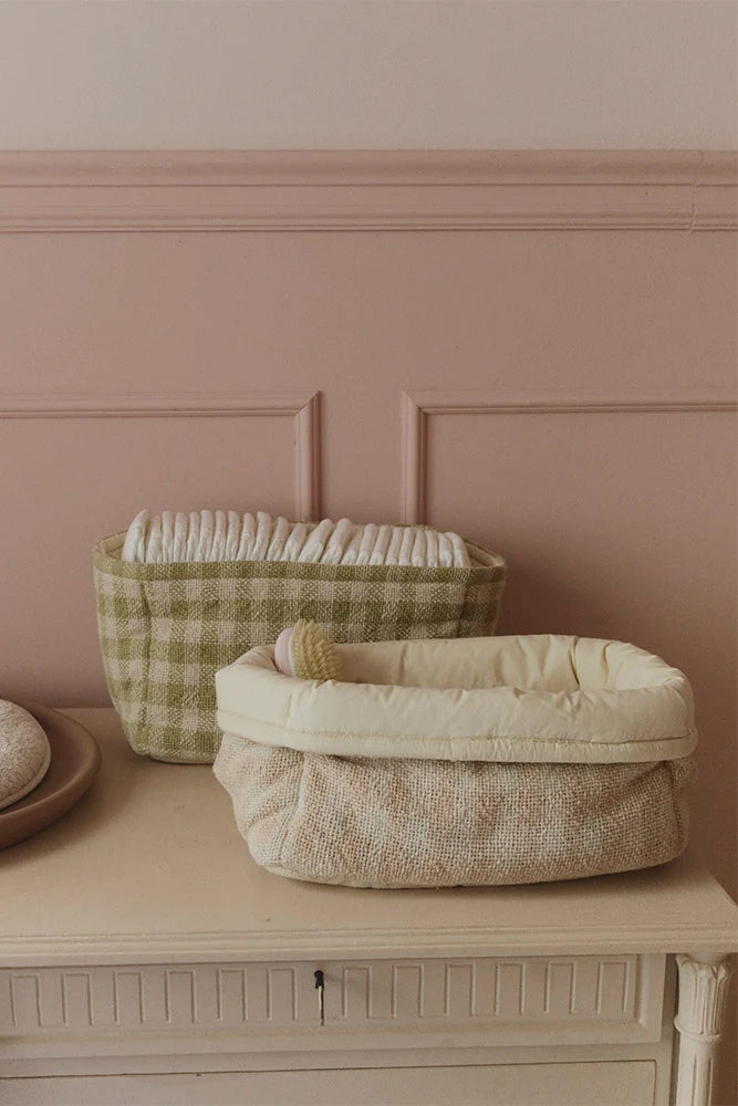 Quilted Basket Vichy Matcha