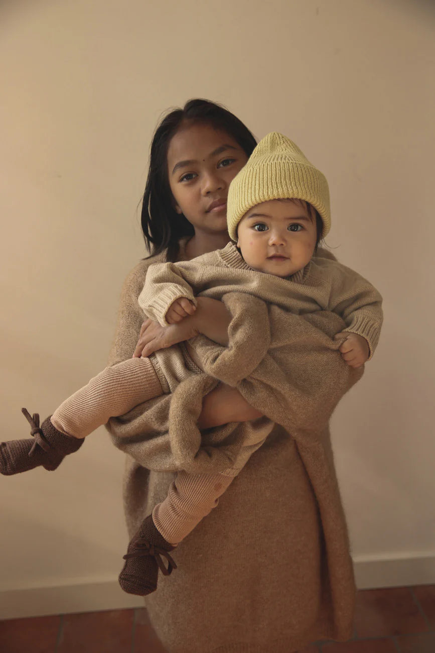 Fonzie Merino Beanie Licht Geel