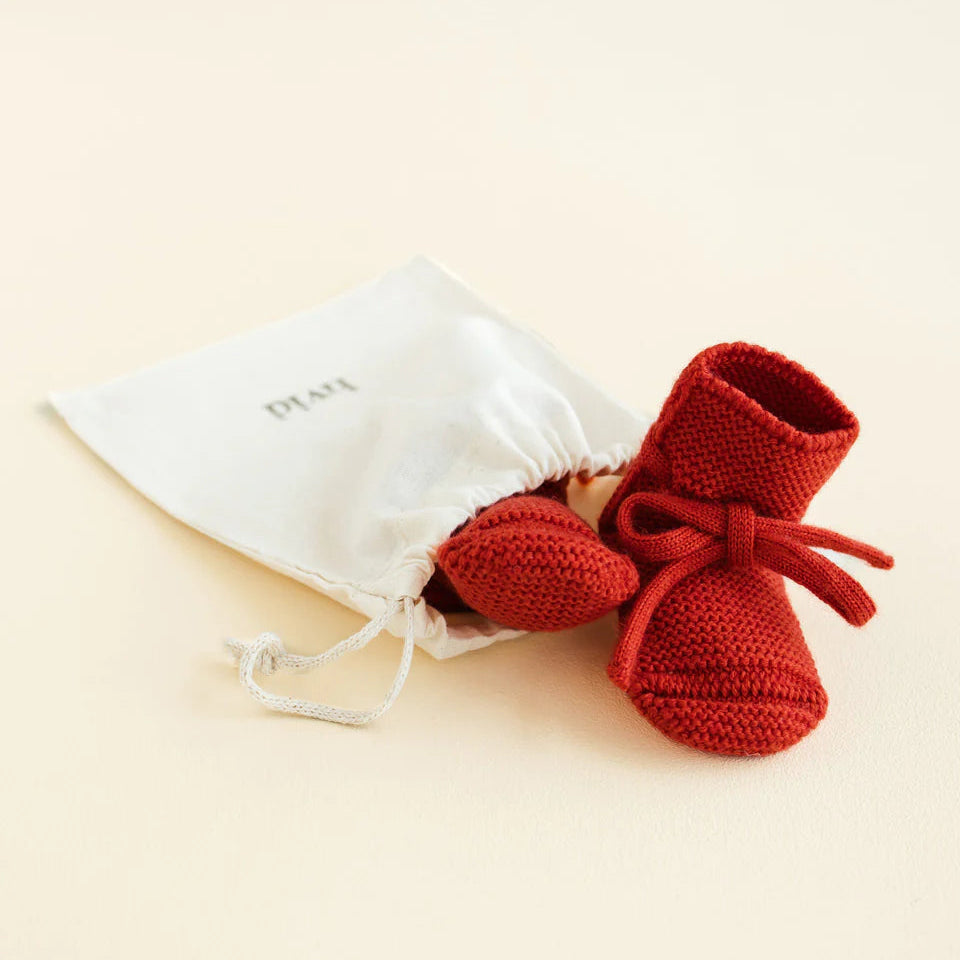 Merino Baby Booties Red