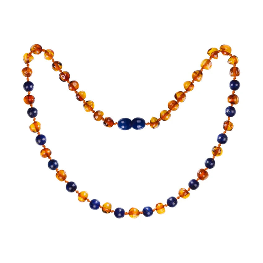 Amber Necklace Lapis Lazuli Blue