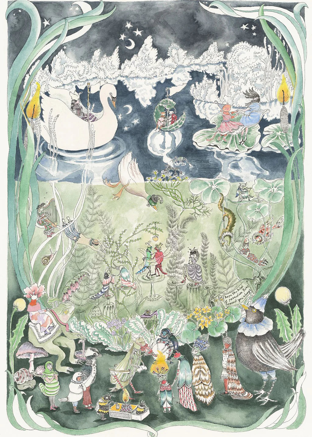 The Pond Dance Nighttime Art Print