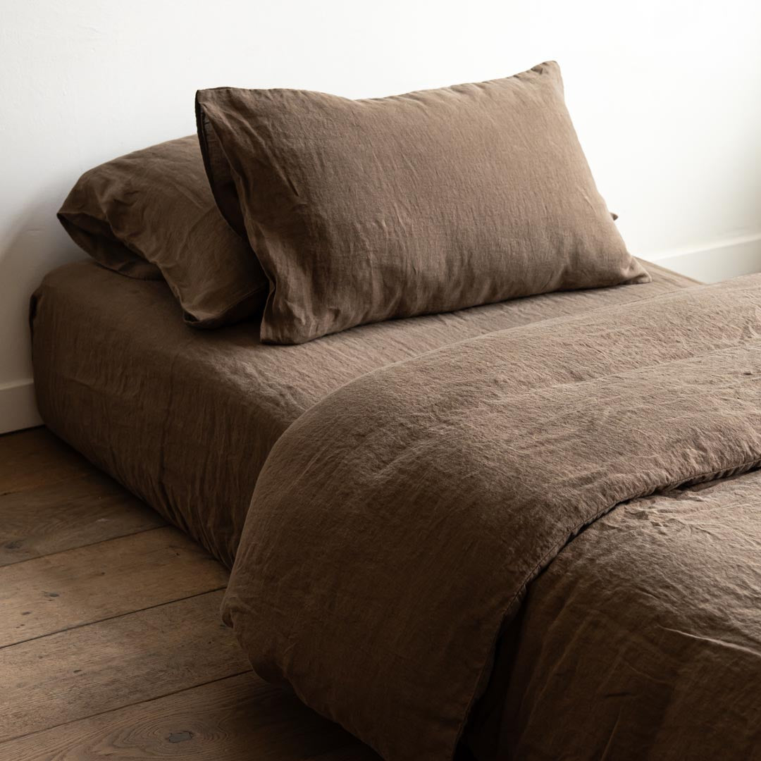 Linen Fitted Sheet Mosswood