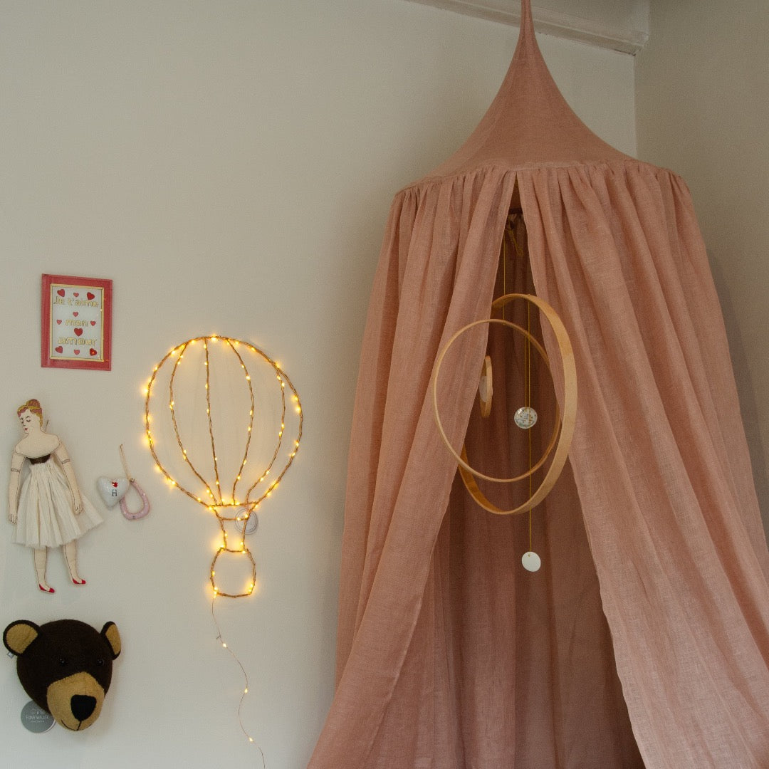 Linen Bed Canopy - Misty Rose