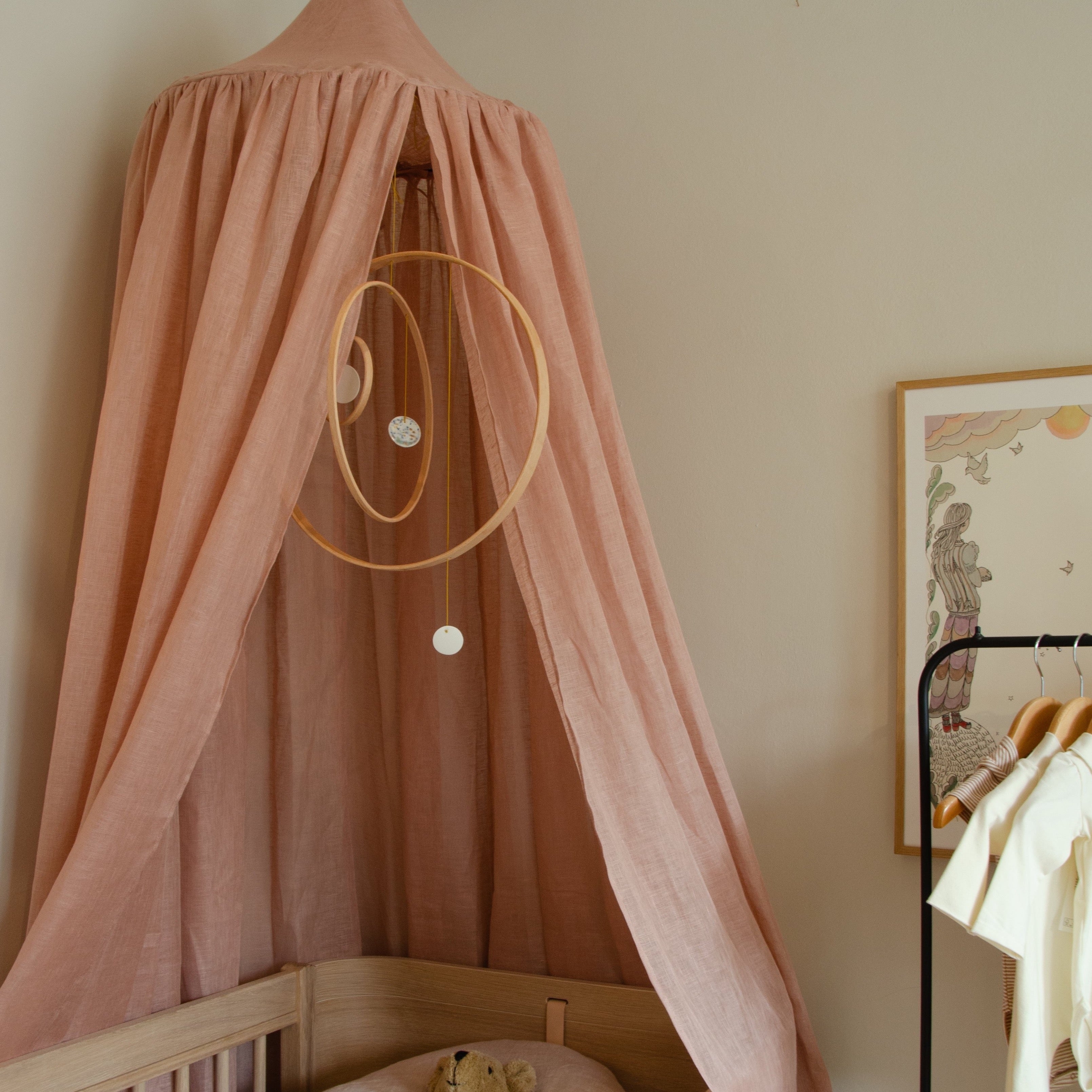 Linen Bed Canopy - Misty Rose