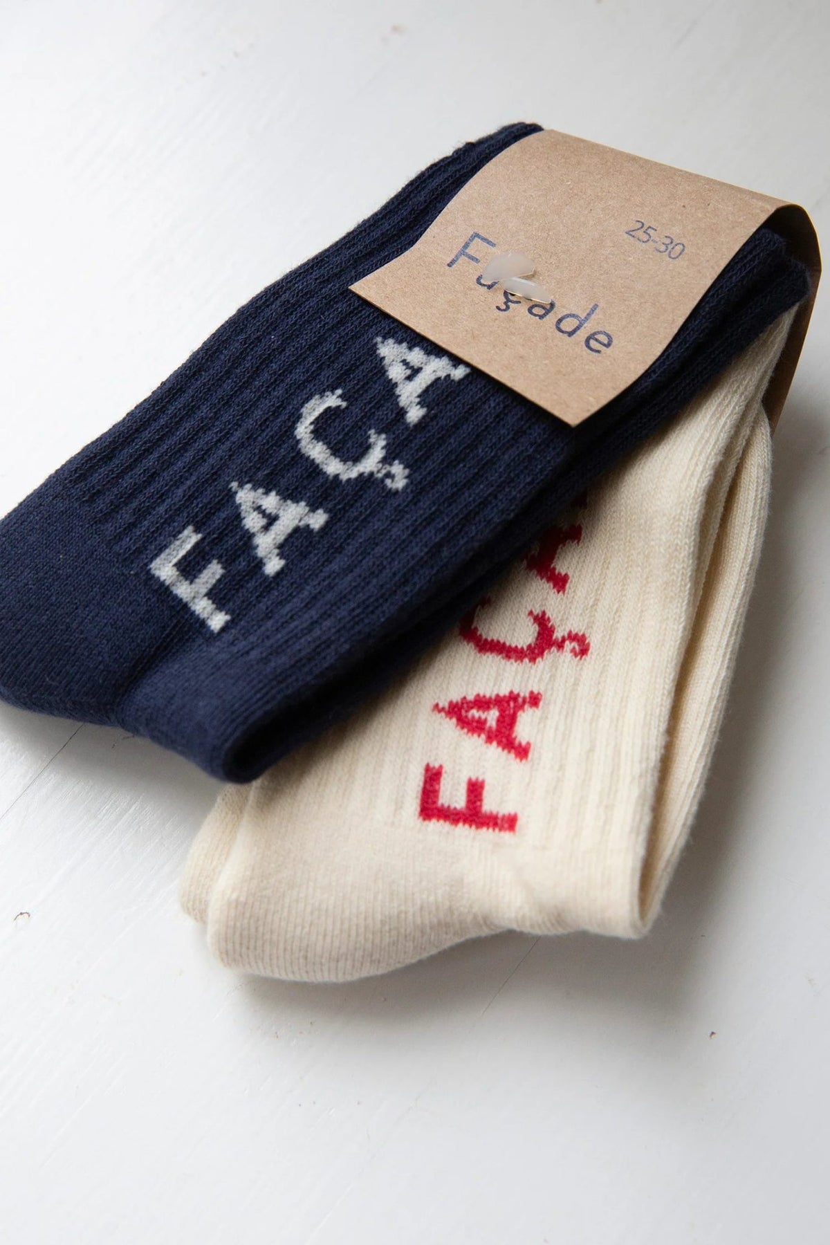 Facade Ribbed Cotton Tube Socks, 2-pack