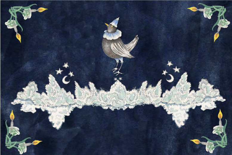 Reversible Pillow Cover Blackbird in the Water Mirror