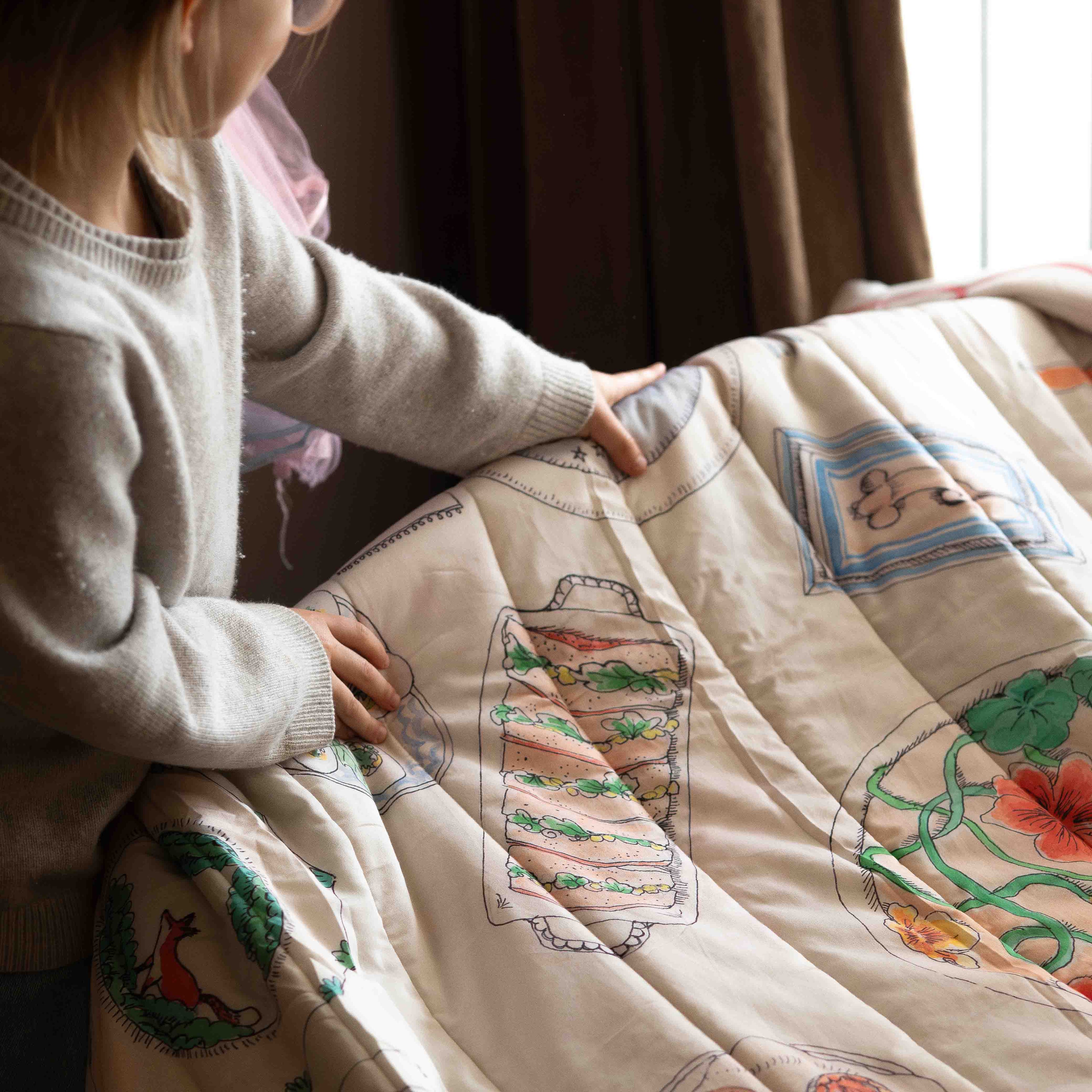 Reversible Quilted Blanket Once Upon a Feast