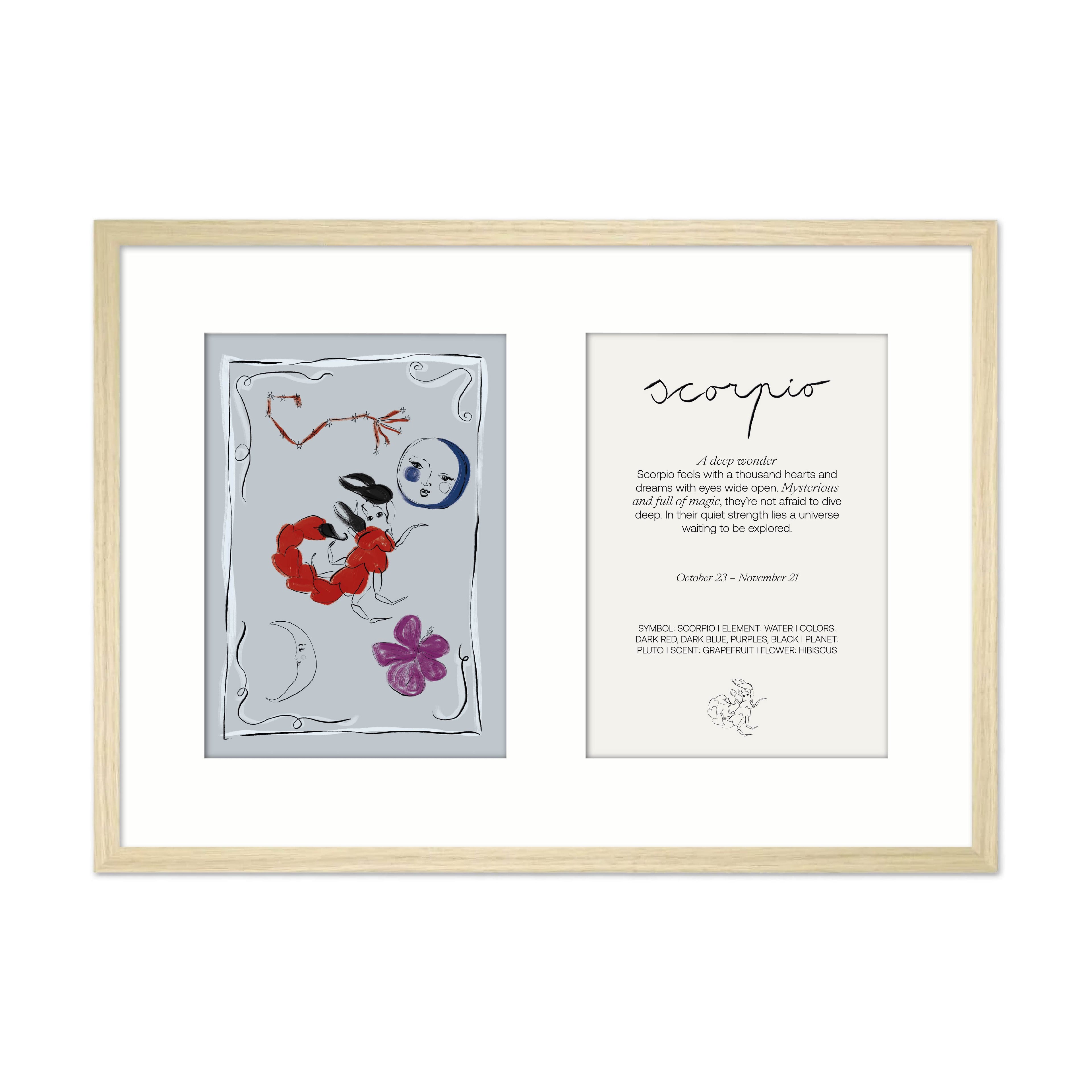 Framed Zodiac Sign Poster Double Scorpio