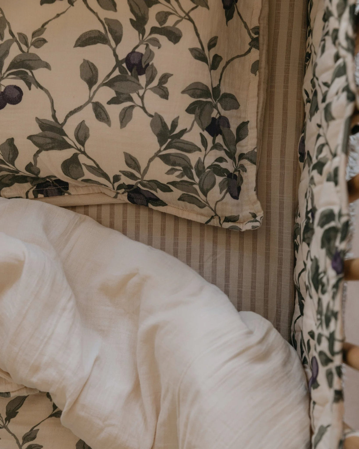 Garbo and Friends fitted sheet in the Stripe Mauve print, The Archive Store