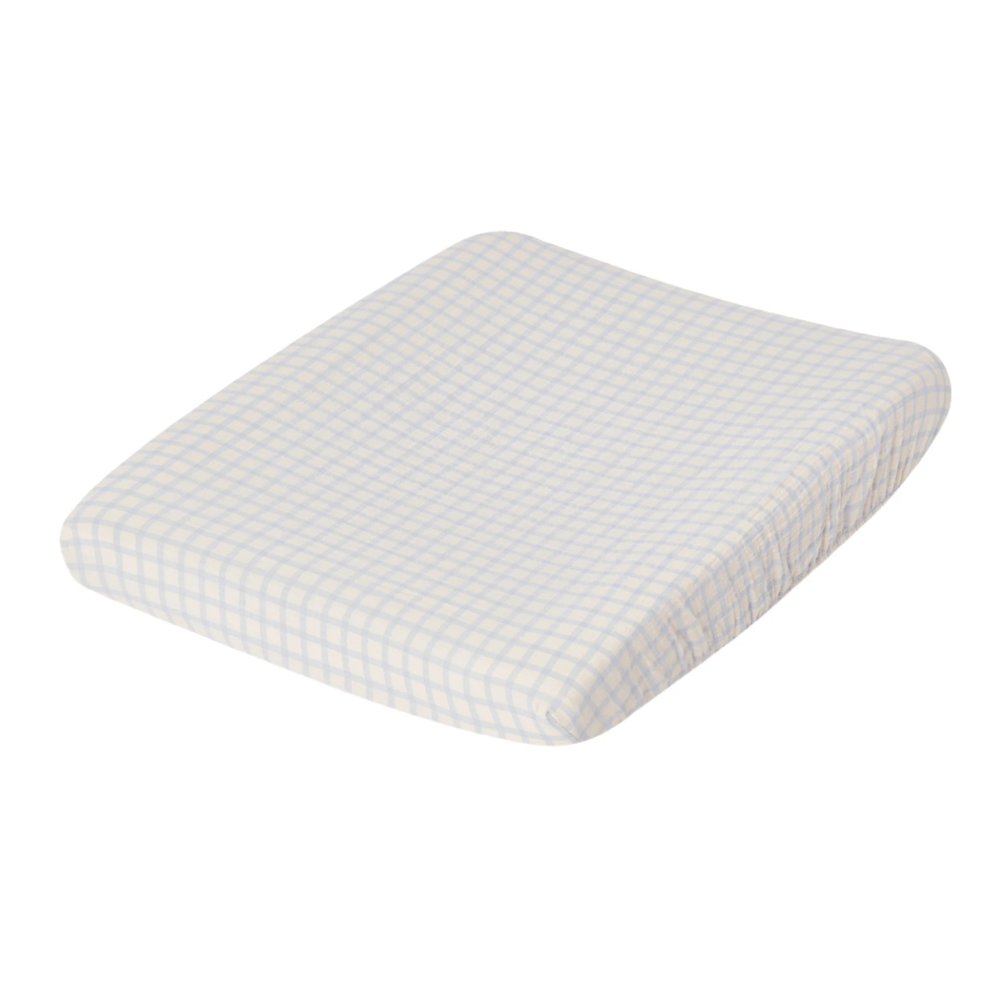 Changing Mat Cover Gingham Sky Blue