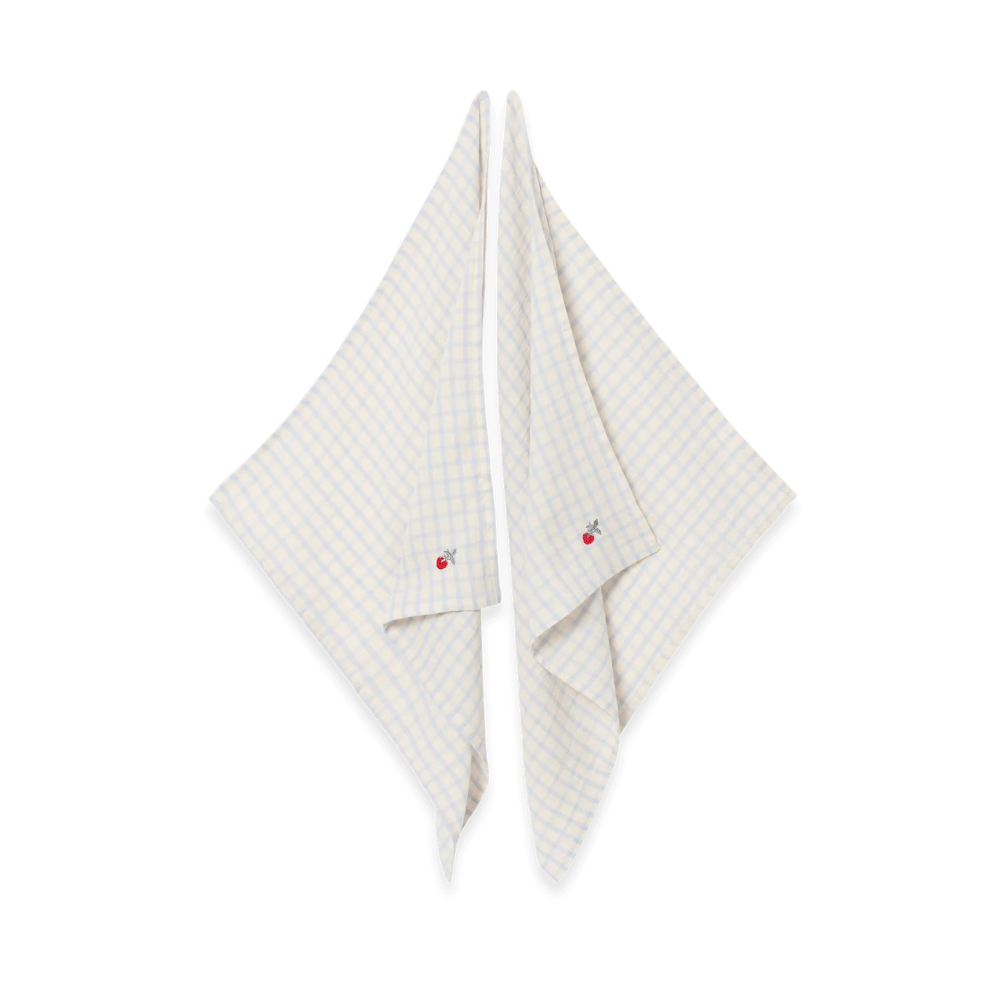 Mousseline Hydrofiele doeken – Set van 2 | Gingham Sky Aardbei