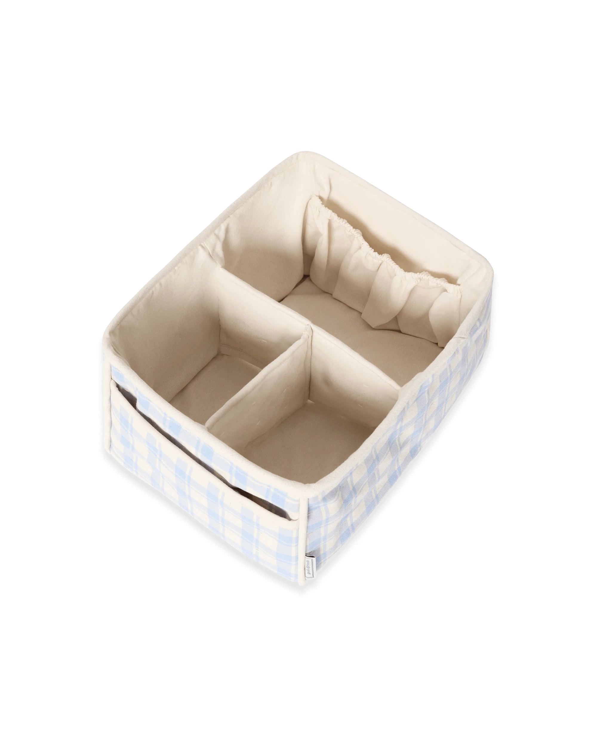 Beige fabric organizer with compartments
