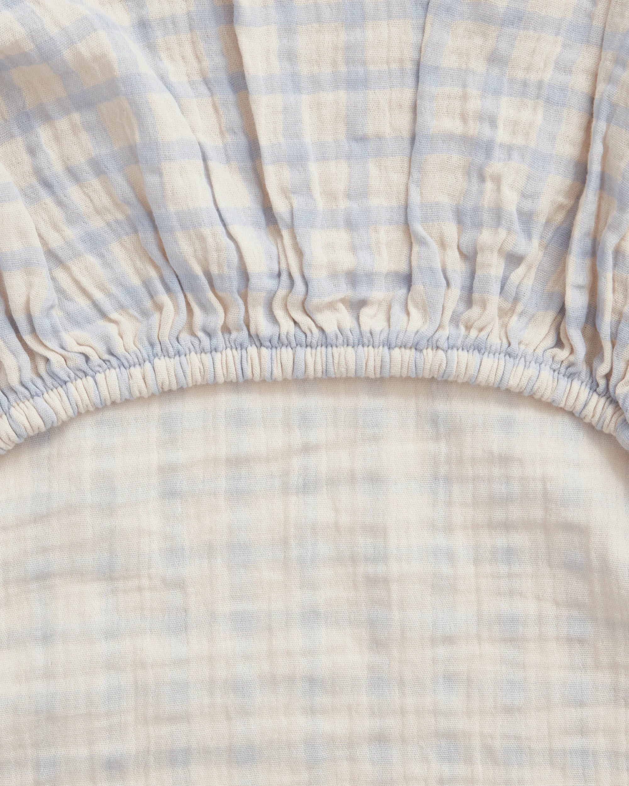 Fitted Sheet Gingham Sky Blue