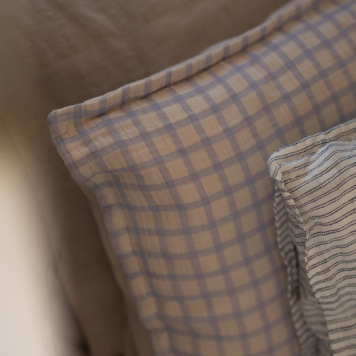Bed Set Gingham Sky Blue