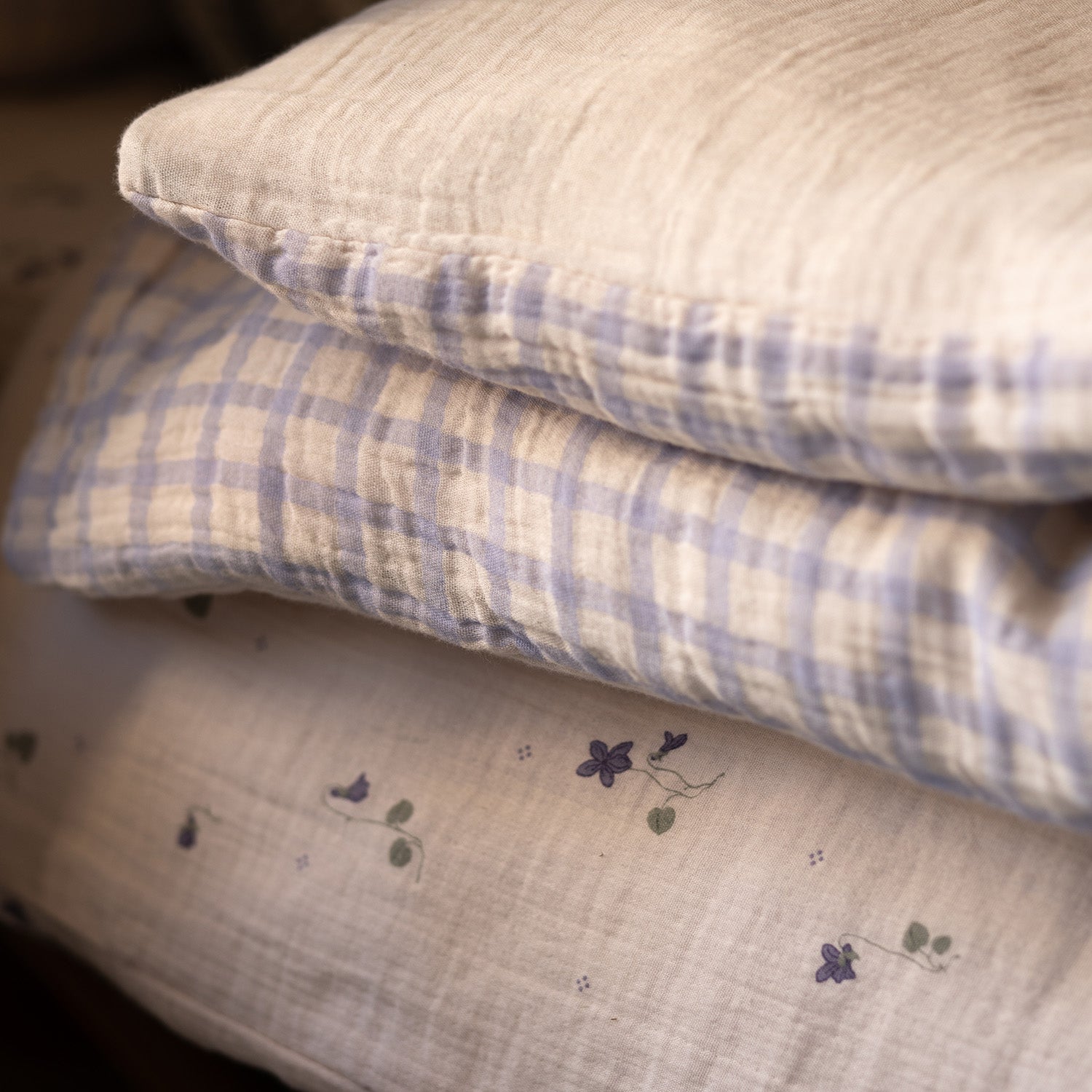 Bed Set Gingham Sky Blue