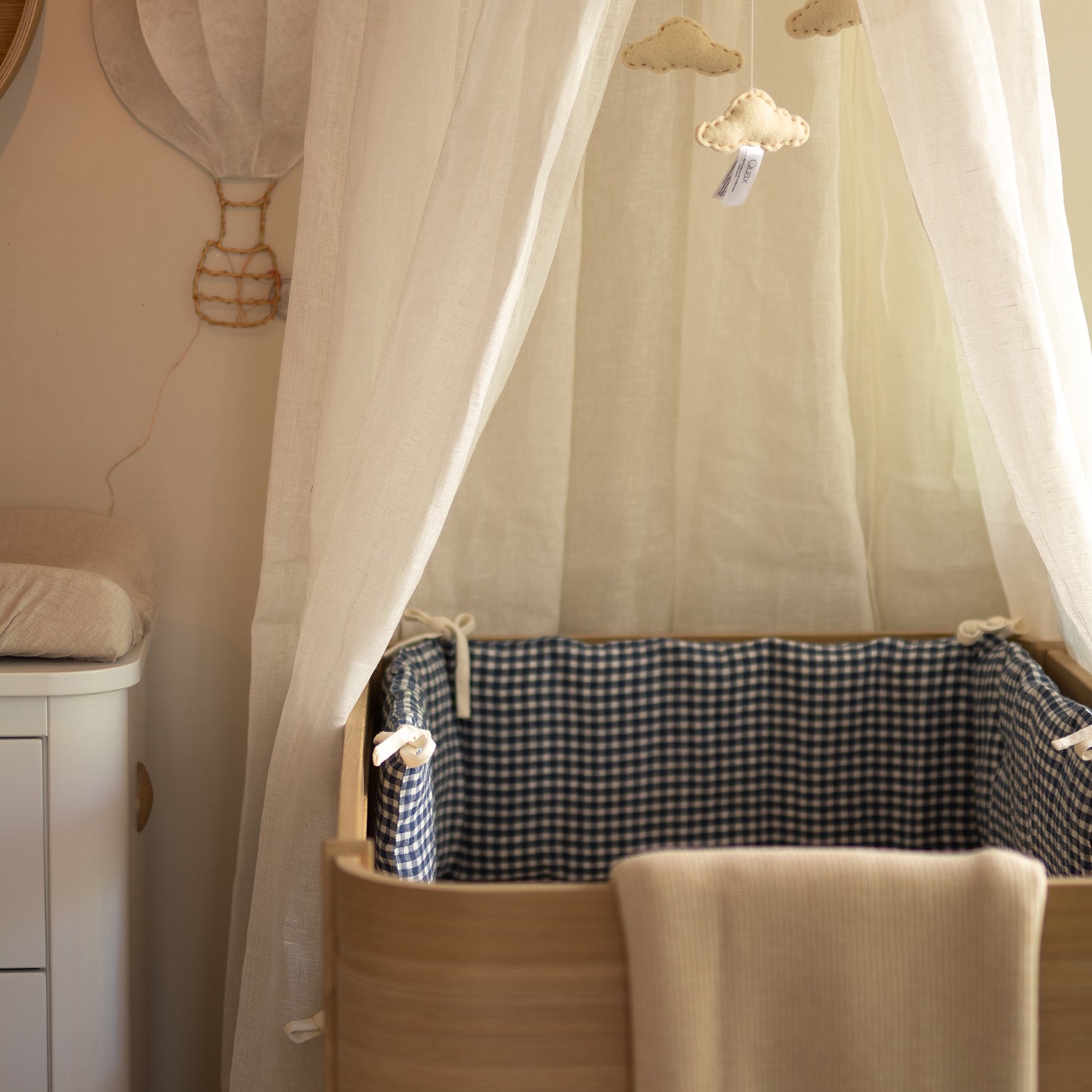 Linen Cover for Cot Bumper Vichy