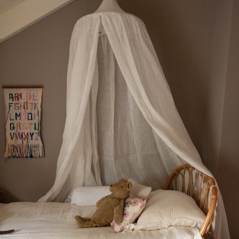 Linen Bed Canopy - Off White