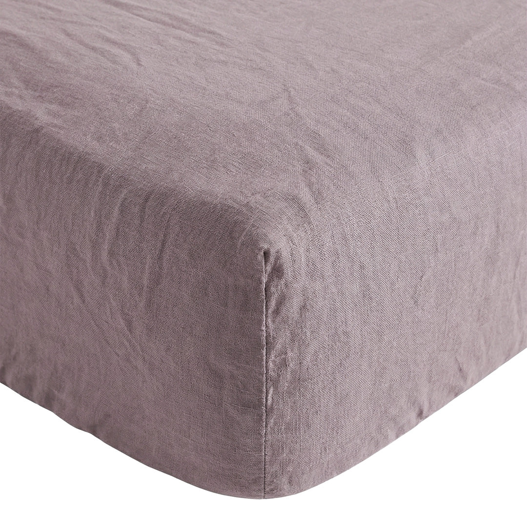 Linen Fitted Sheet Dusty Lilac