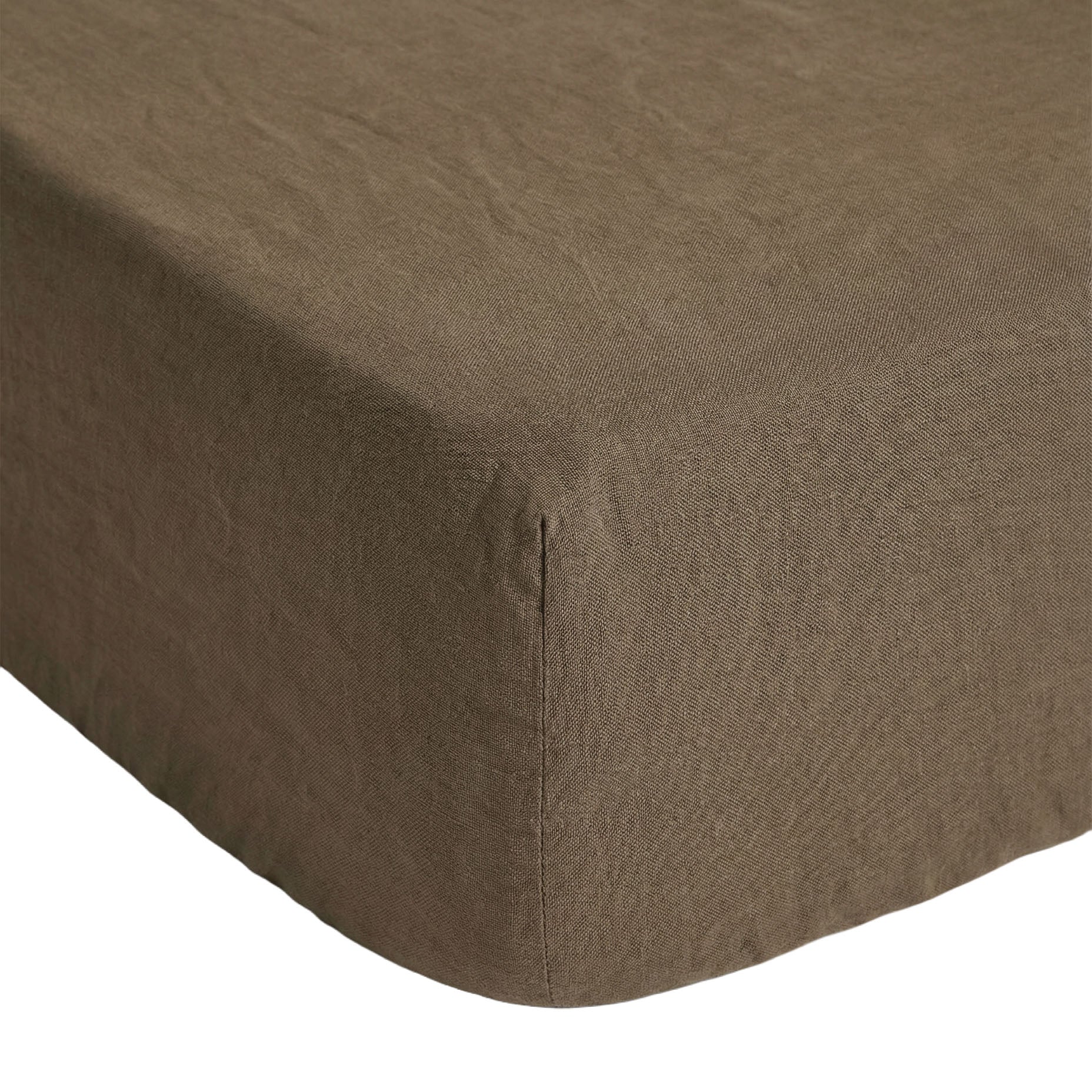 Linen Fitted Sheet Mosswood