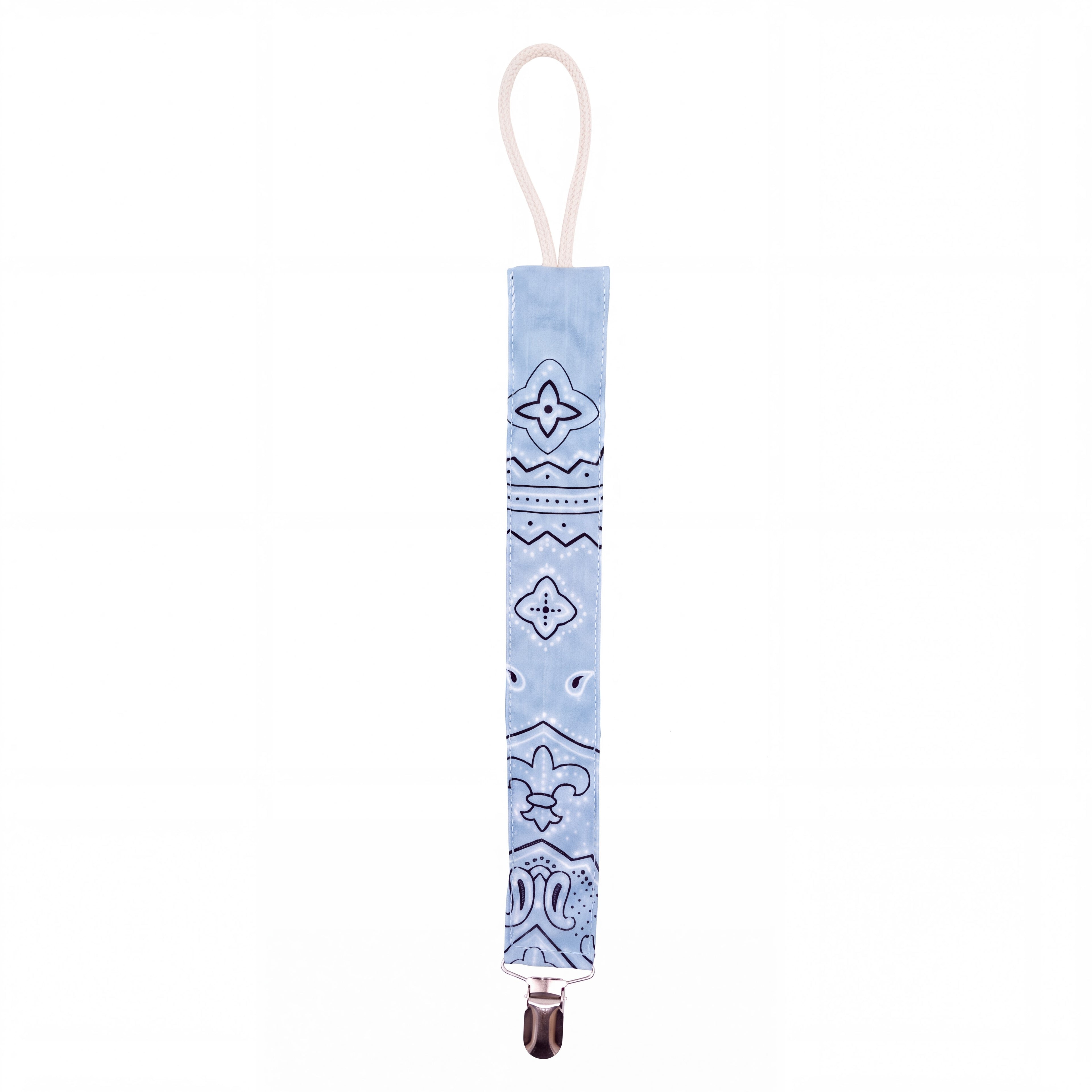 Reversible Bandana Pacifier Clip Cord Blue Yellow
