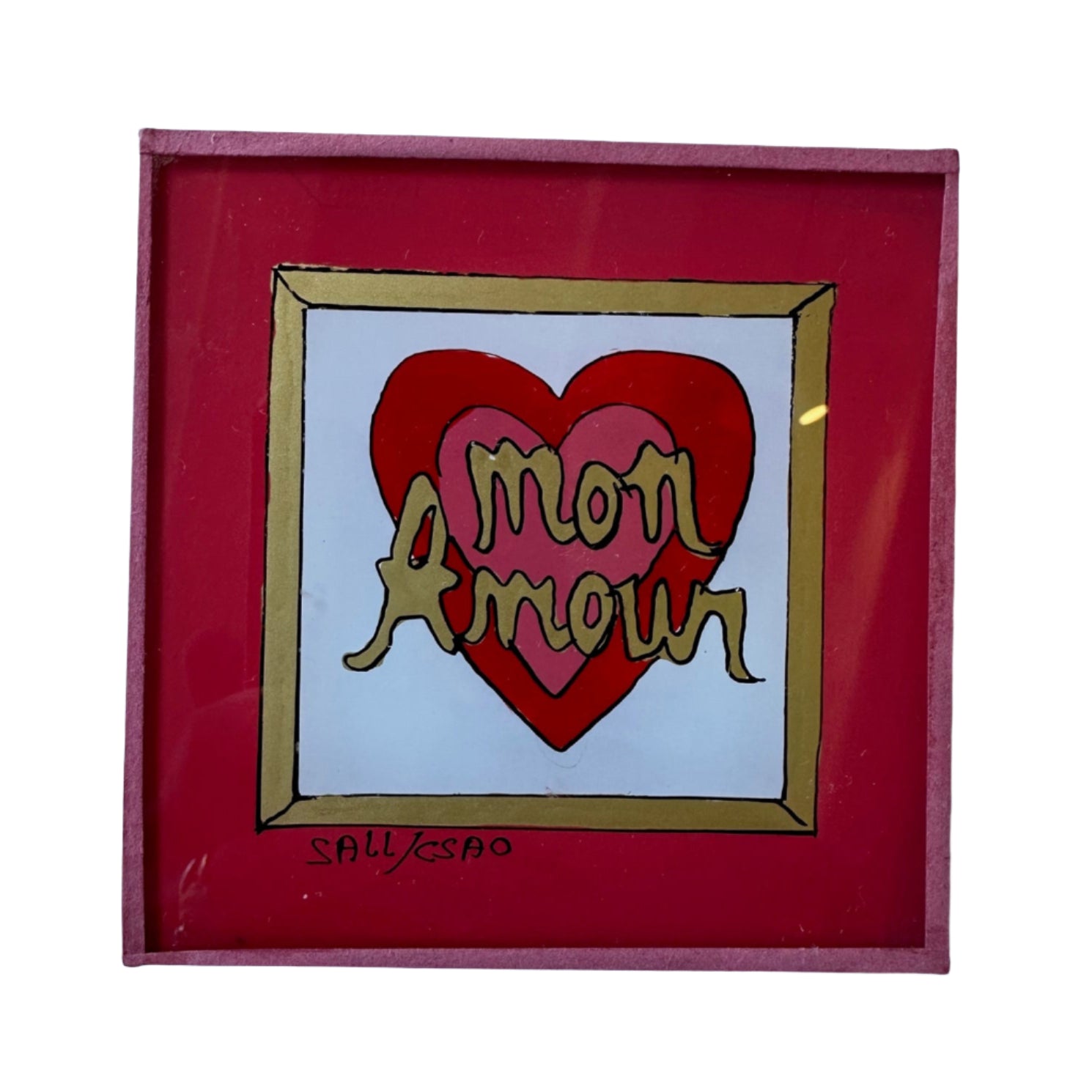 Mon Amour White Heart Painting - Mini