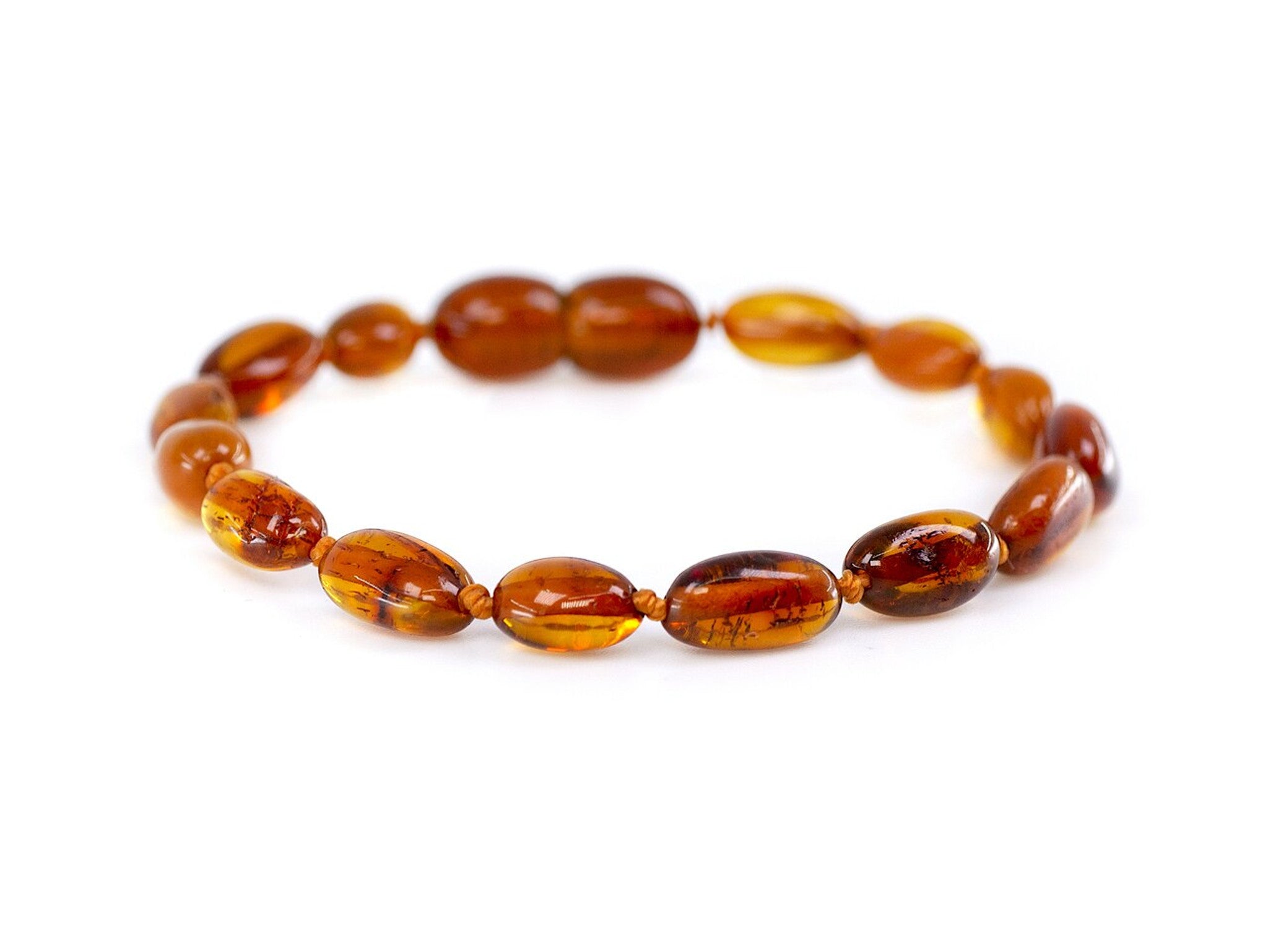 Amber Bracelet Cognac Olive Shape Unpolished