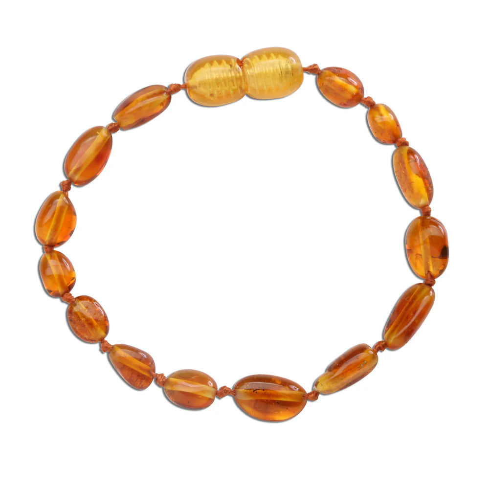 Amber Bracelet Cognac Olive Shape Unpolished
