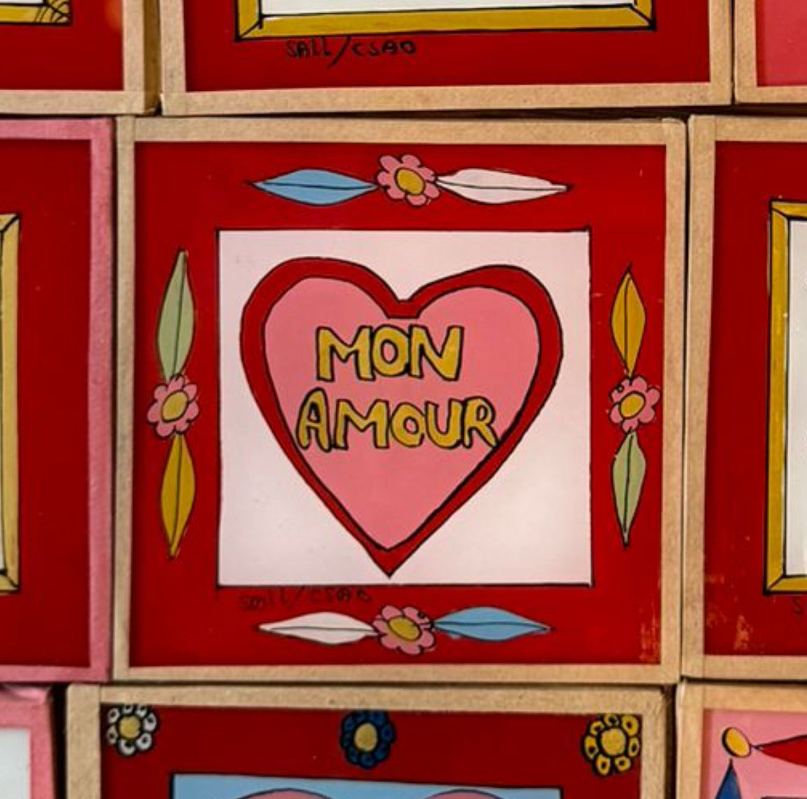 Mon Amour Pink Heart Painting - Mini
