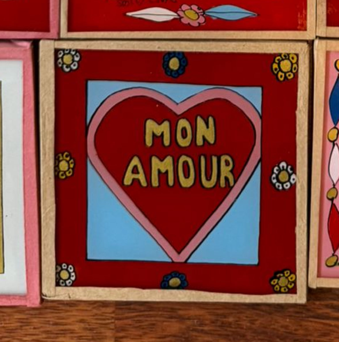 Mon Amour Light Blue Heart Painting - Mini