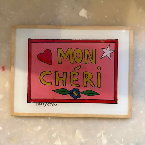 Mini Schilderijtje Mon Cherie Roze - Midi