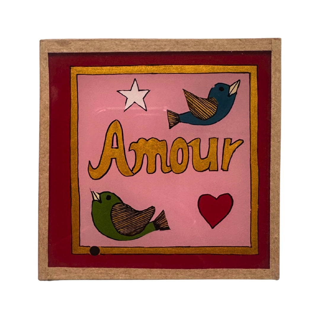 Amour birds pink red painting - Mini