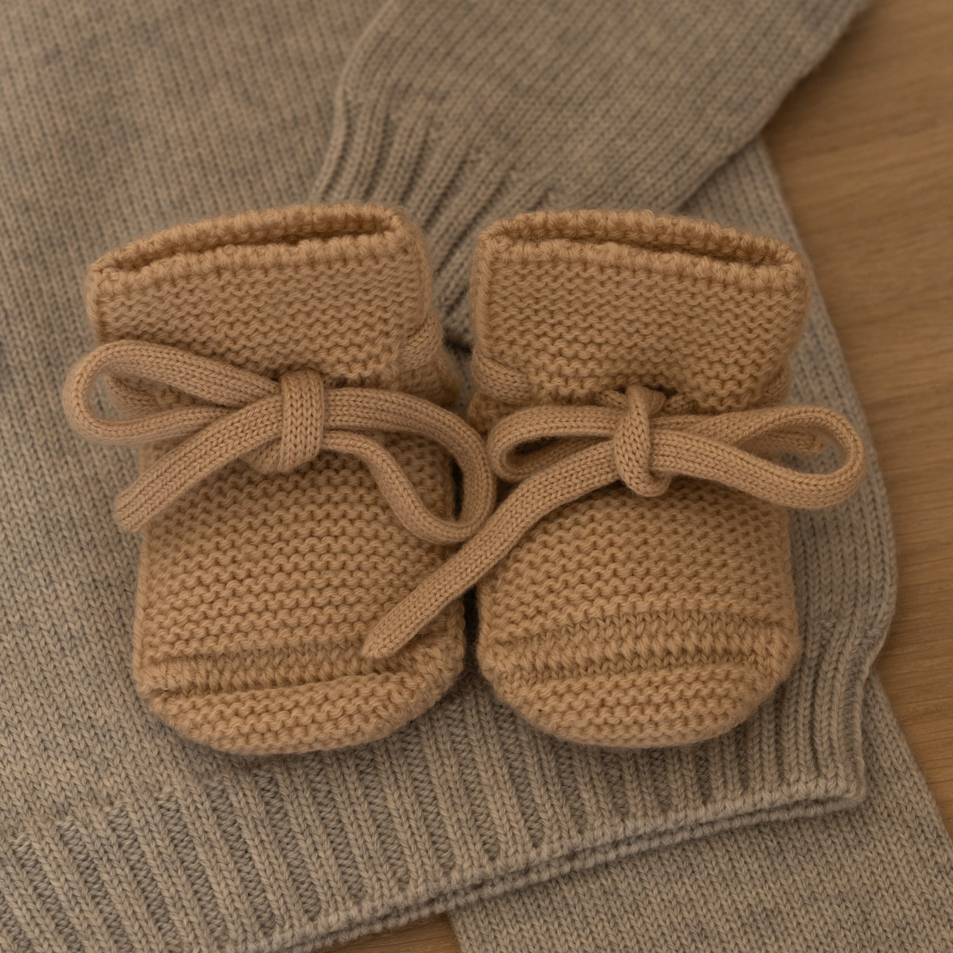 Merinowol Baby Slofjes Sand