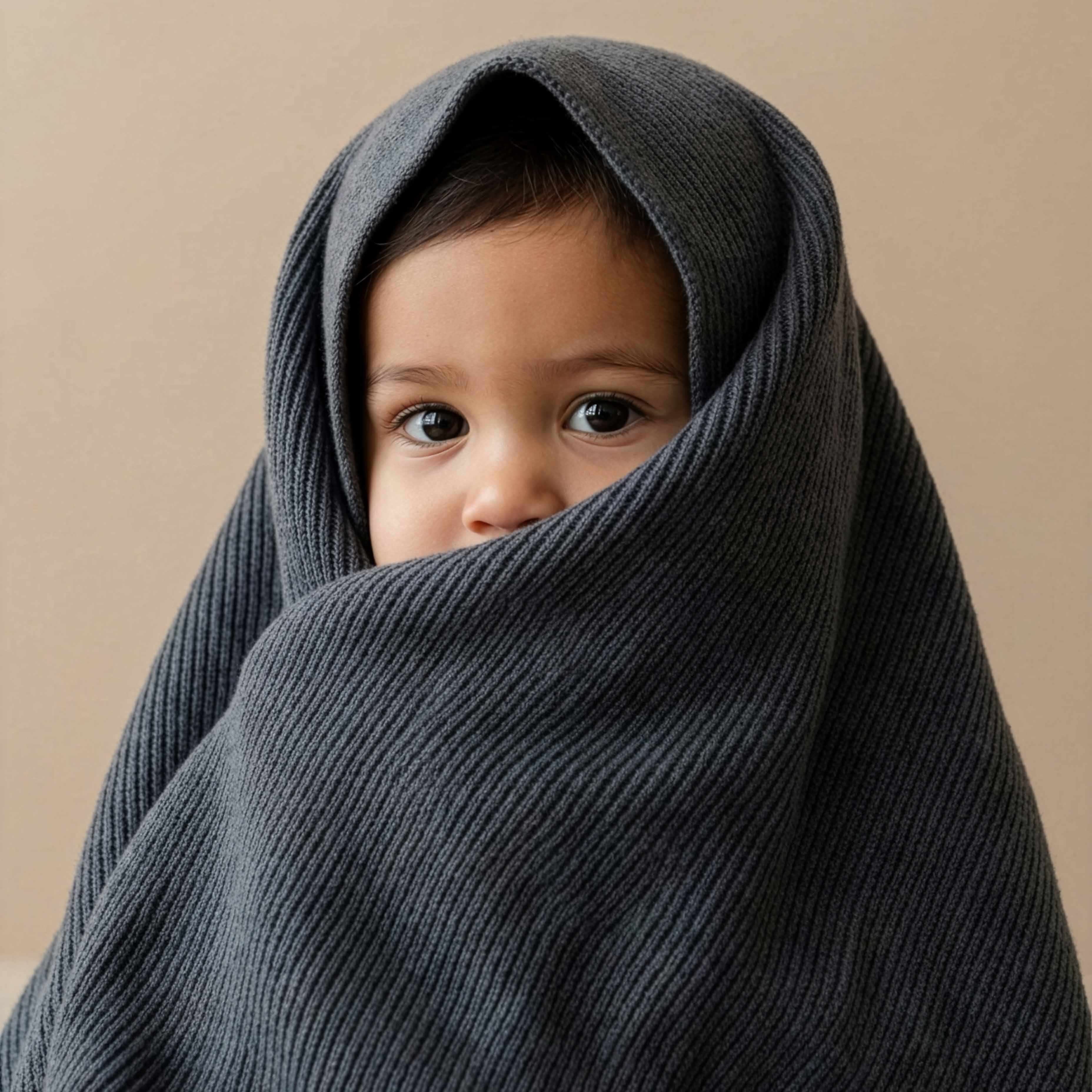 Moss Merino Deken Large in Charcoal