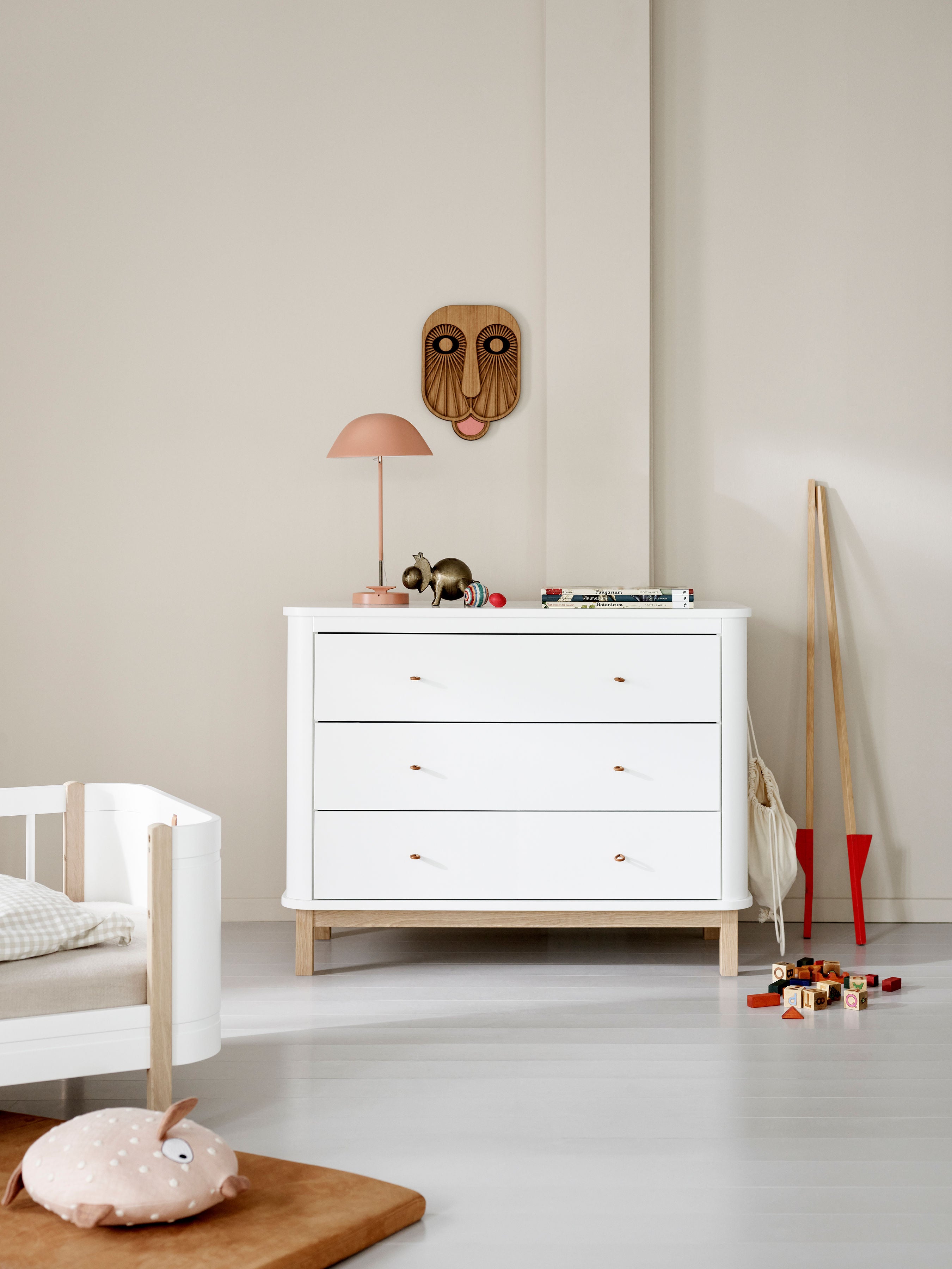 Wood Dresser 3 Drawers White/Oak