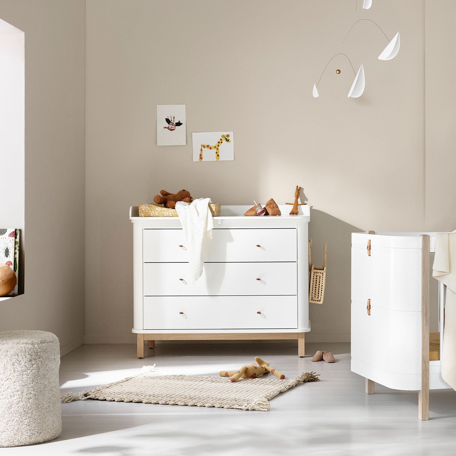 Wood Nursery Dresser 3 Drawers White/Oak