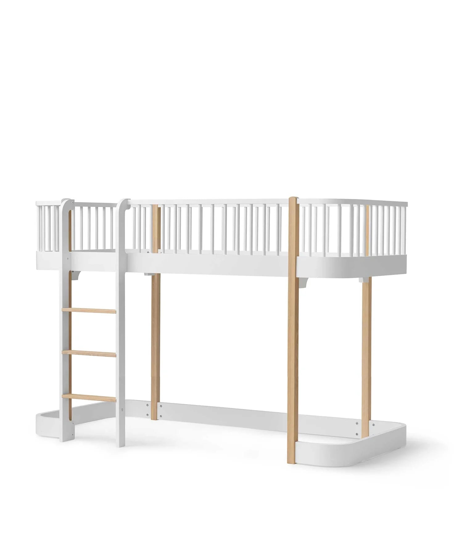 Wood Low Loft Bed White/Oak