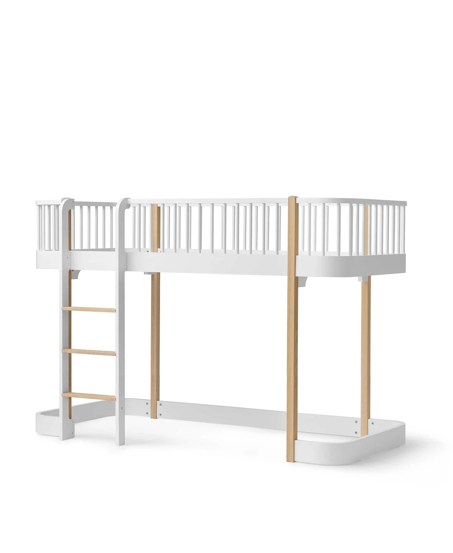 Wood Low Loft Bed White/Oak