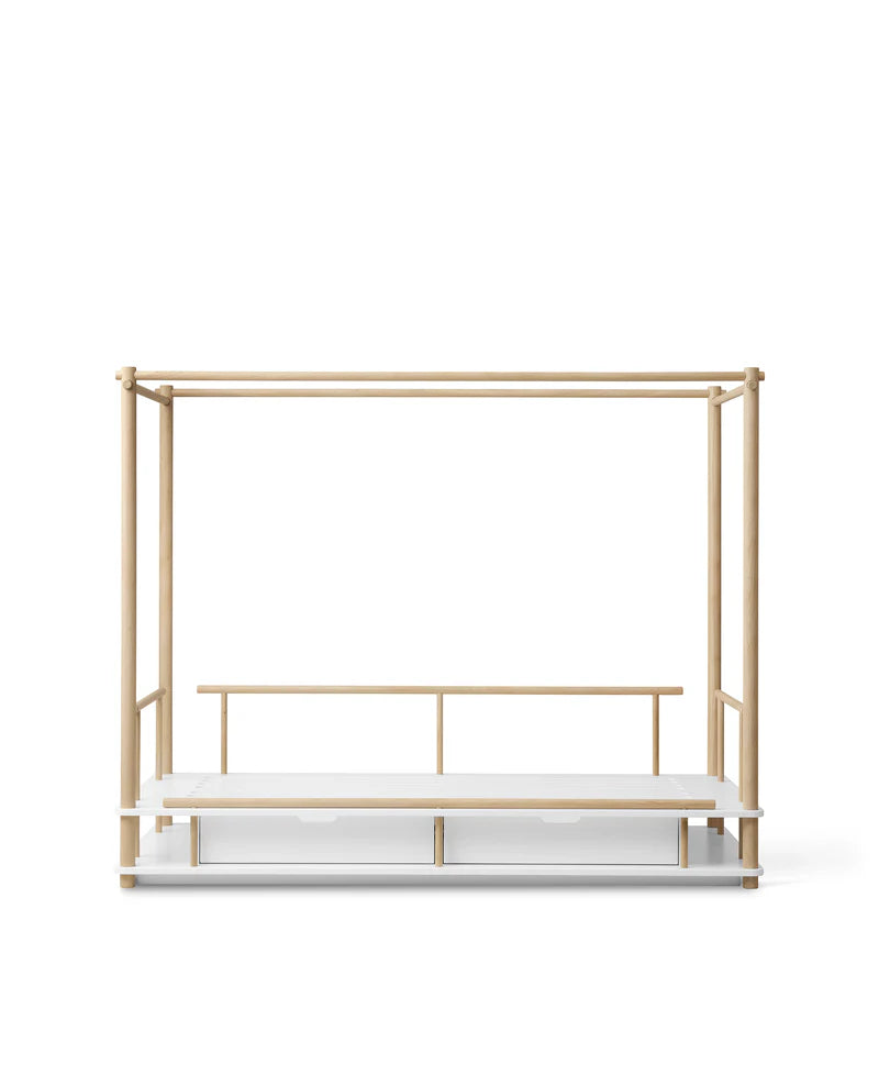 Camp Canopy Bed, White/Oak