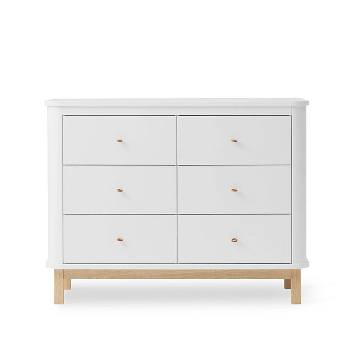 Wood Nursery Dresser 6 Drawers White Oak