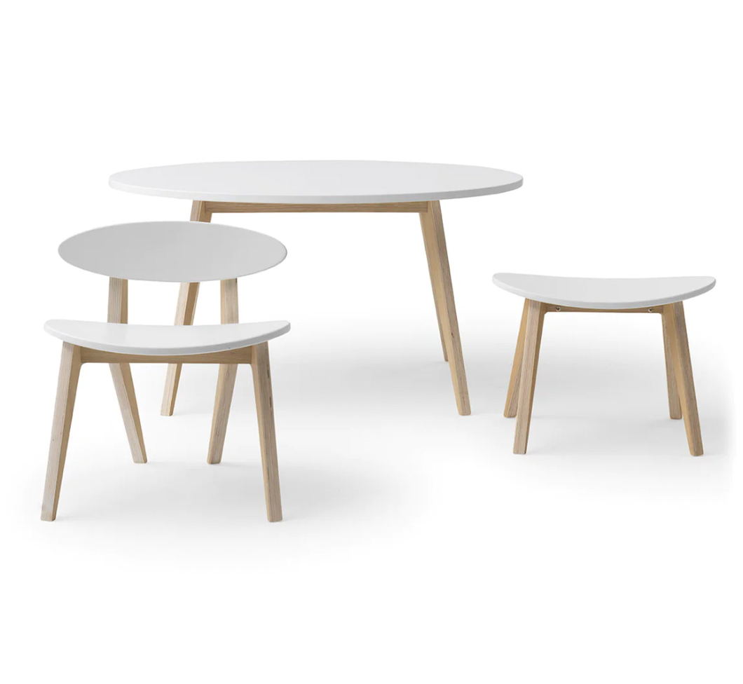 Houten pingpongstoel wit/eiken