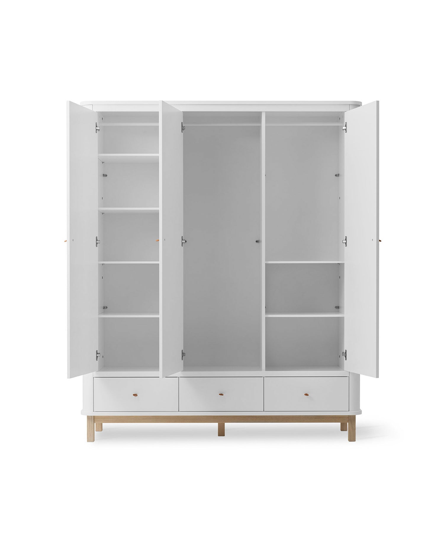 Oliver Furniture 3-deurs wood kledingkast in wit/eikenhout.