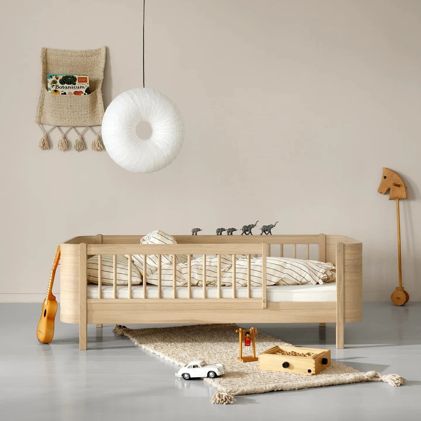 Wood Mini+ Cot Bed Incl. Junior Kit I Oak