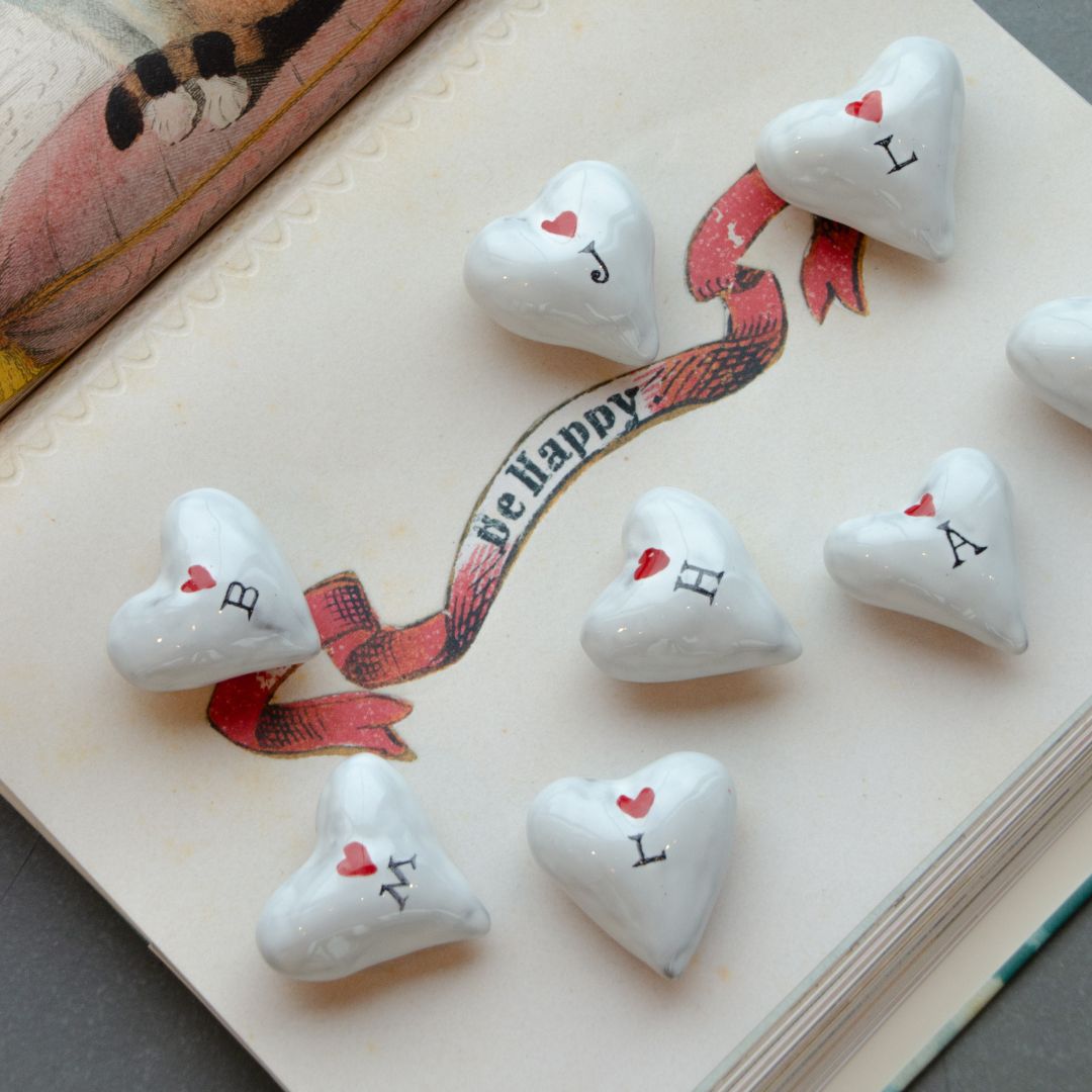 Porcelain alphabet heart with initial