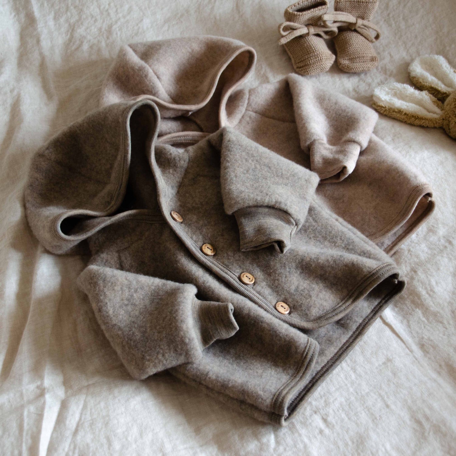 Wollen Fleece Baby Jasje Walnut