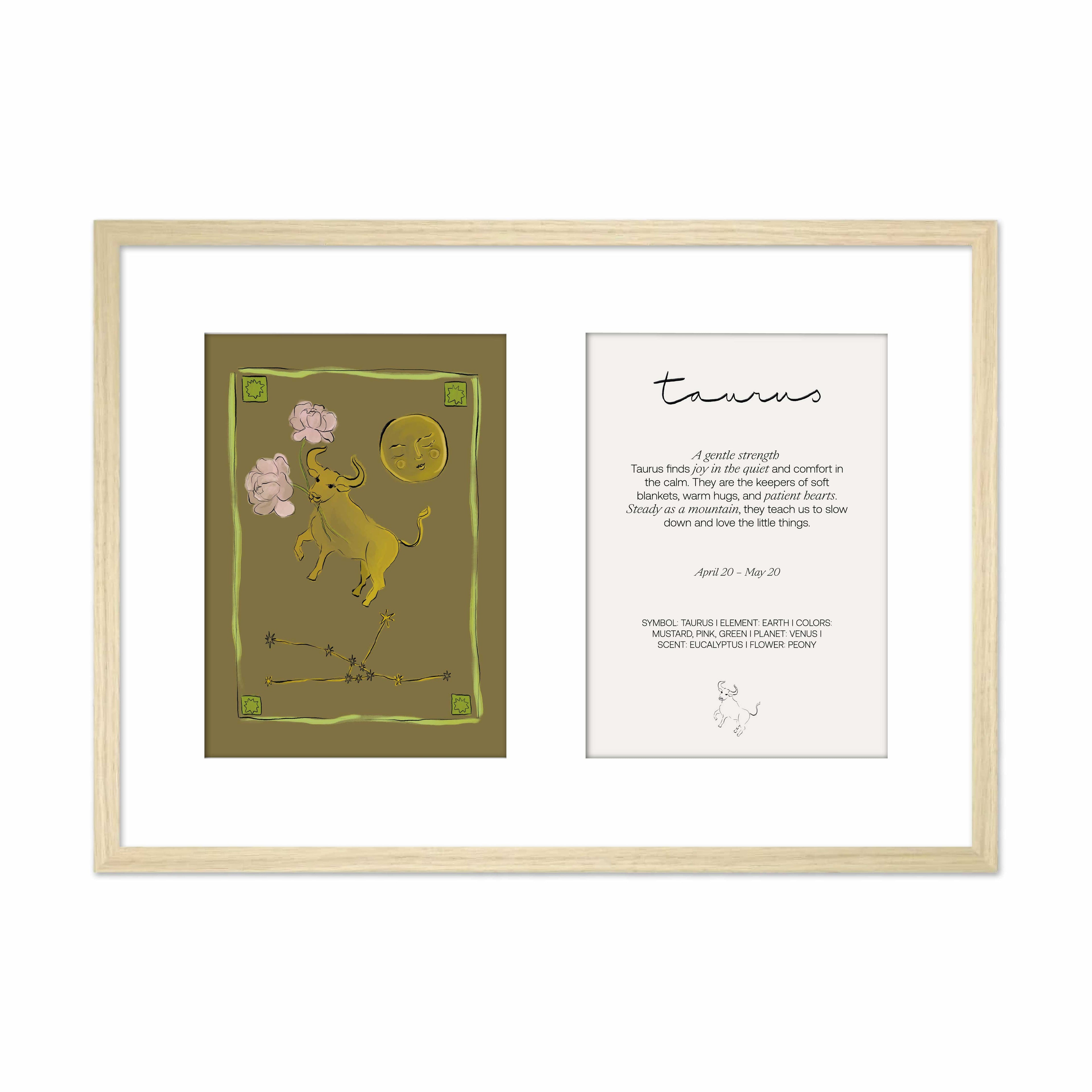 Framed Zodiac Sign Poster Double Taurus