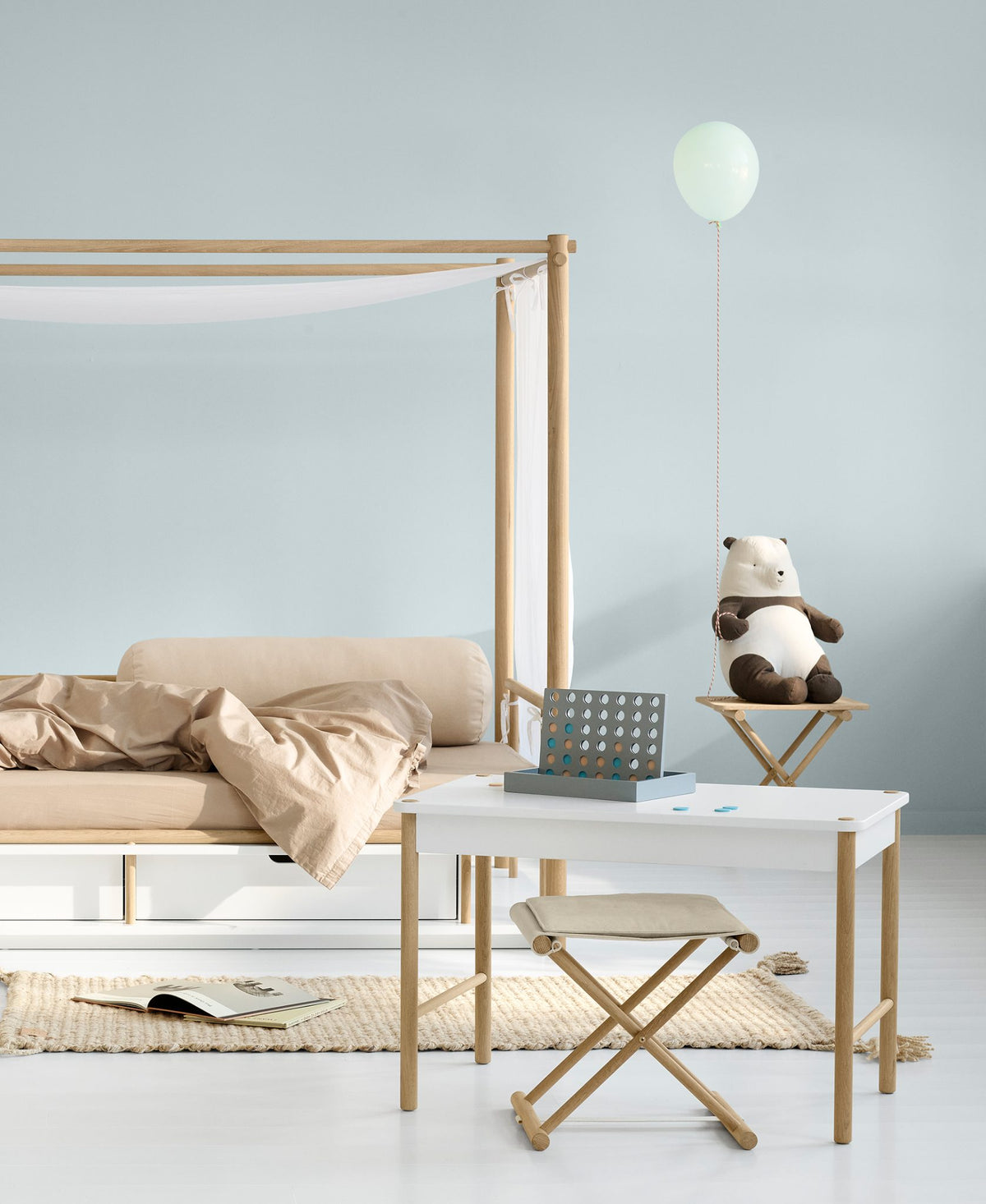 Oliver Furniture Camp Canopy Bed White/Oak – lifestyle view